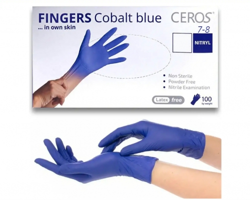 Рукавички нітрилові огляд. нестер.неприп. Ceros Cobalt Blue, розмір M, L